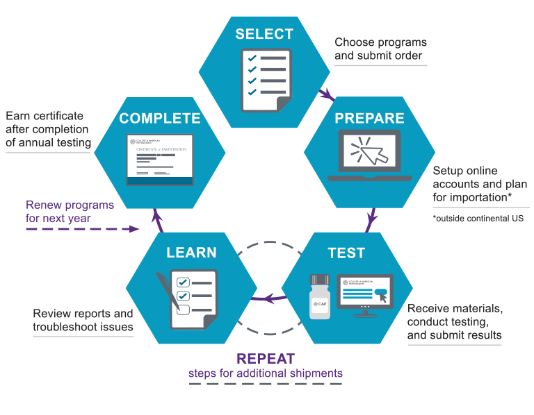 Diagram showing the proficiency testing/external quality assessment process.